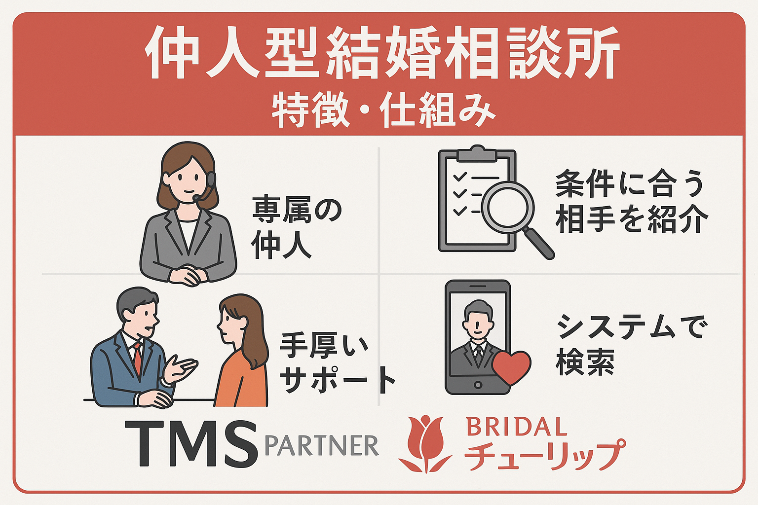 仲人型結婚相談所 特徴 仕組み TMSパートナー Bridalチューリップ