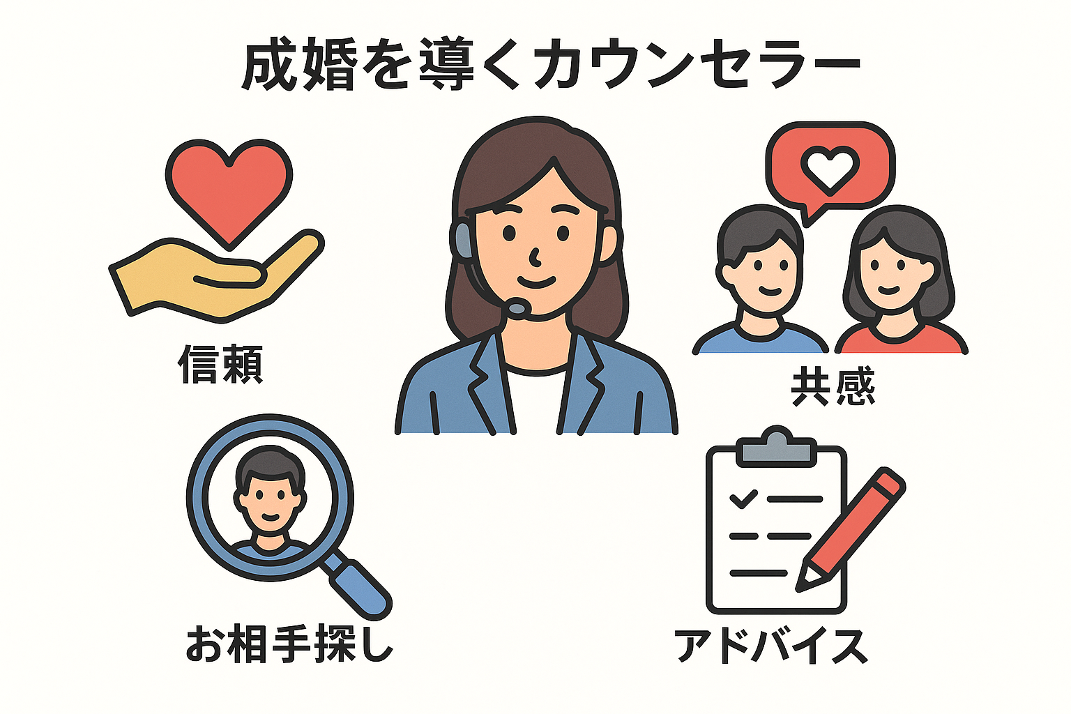 仲人型結婚相談所の成婚率を劇的に上げる!専任カウンセラーの手厚いサポートと成功に導くカウンセリング戦略|セクション画像