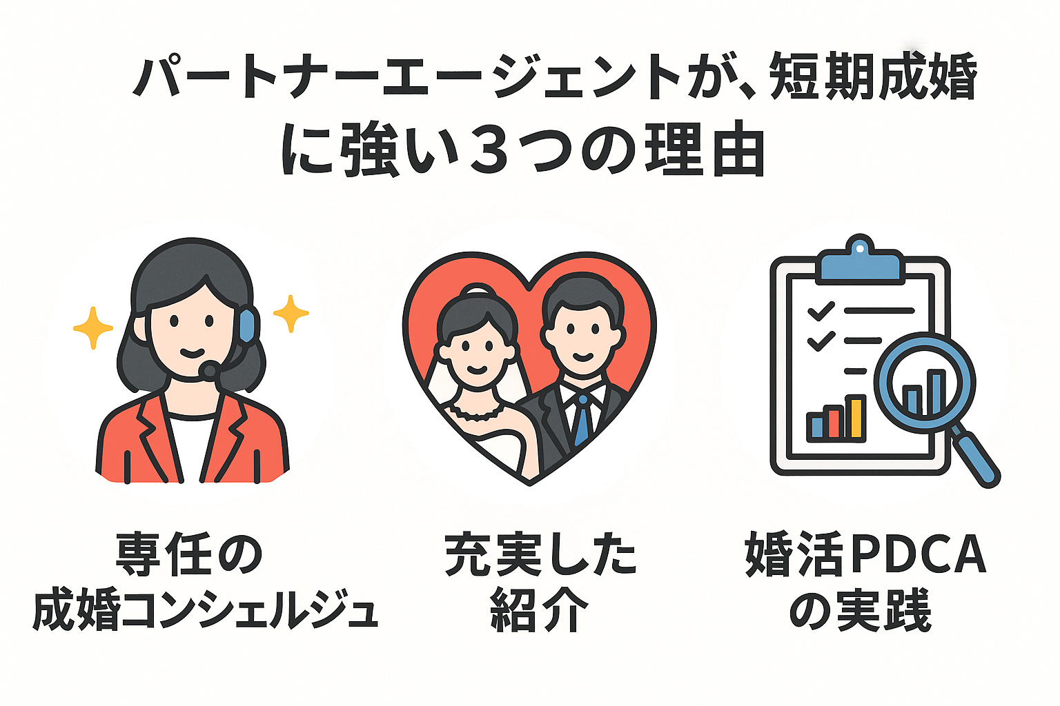 【短期間で理想の結婚へ】パートナーエージェントが実現する驚異の「1年以内の交際率」と「成婚までの平均期間」の秘密｜セクション画像