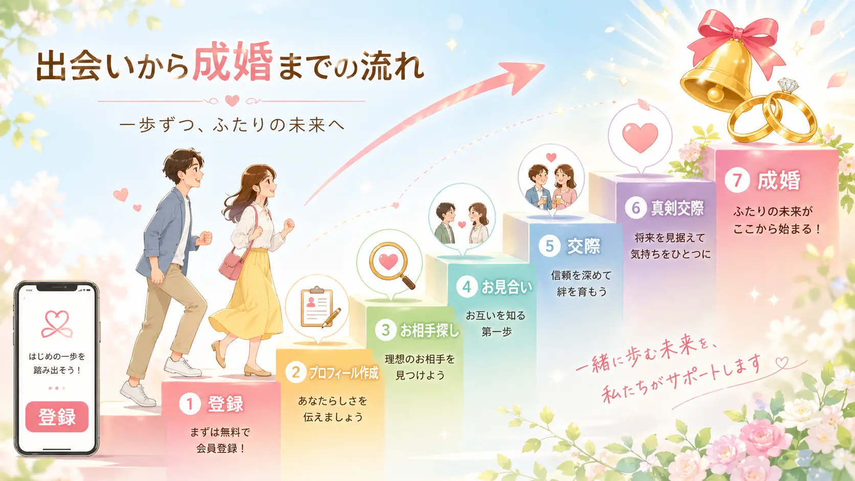 マスクdeお見合いの登録からお見合いまでの流れ